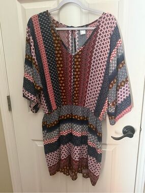 VENUS Mixed Striped Midi Romper in Maroon, Navy & Pink NWOT